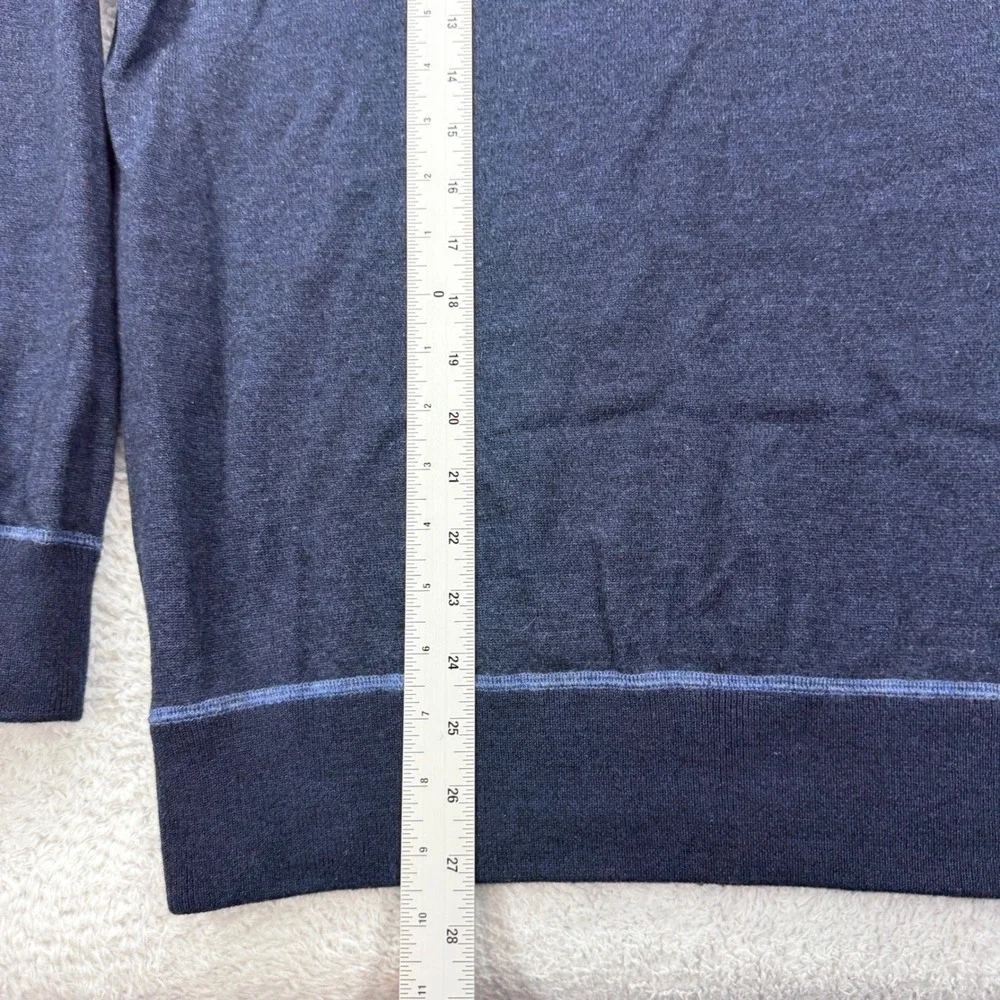Orvis Mens Merino Wool Cotton Blend‎ Crewneck Sweater Navy Blue Heather Large